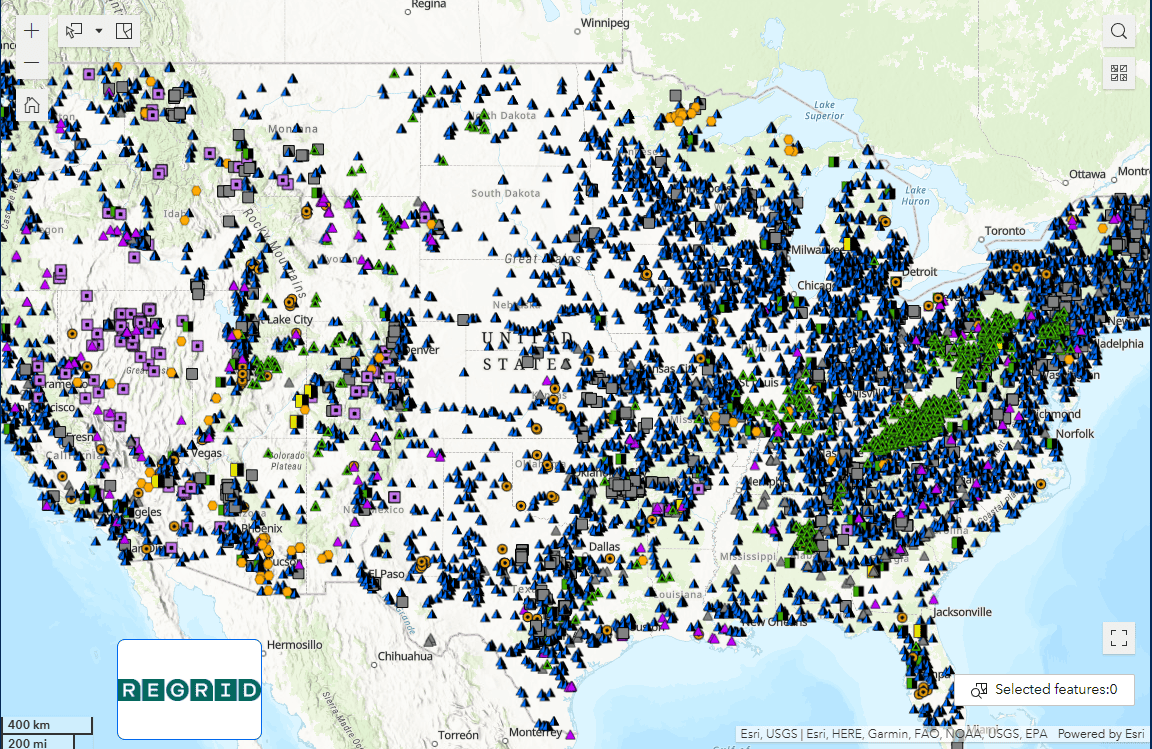 National map of aggregate mine locations