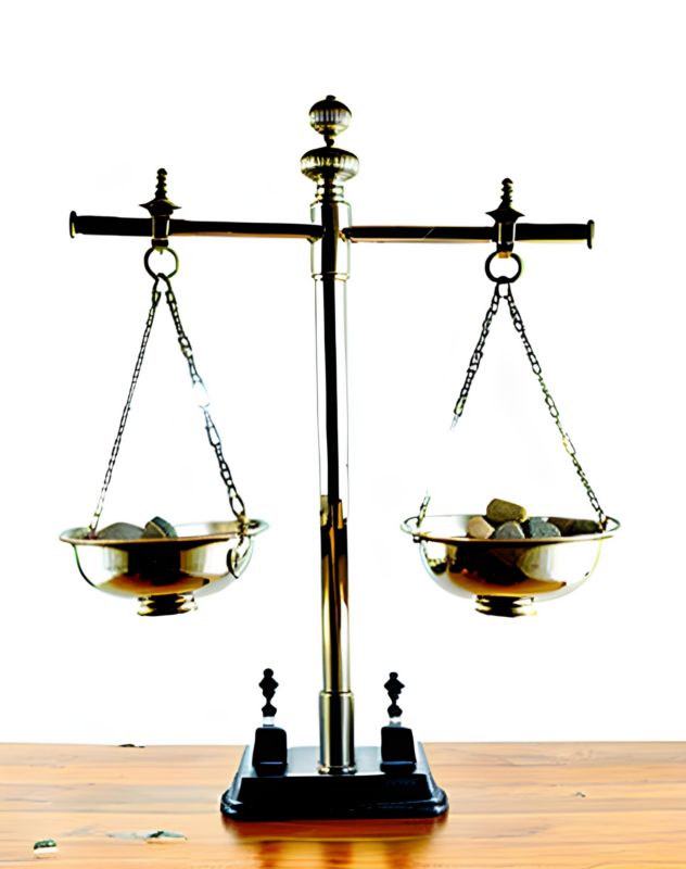 Aggregate market supply and demand represented by a vintage equal arm balance scale showing one side with rocks and the other with silver coins.