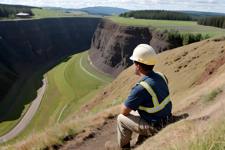 A mining engineers overlooks a potential greenfield aggregate mining location.