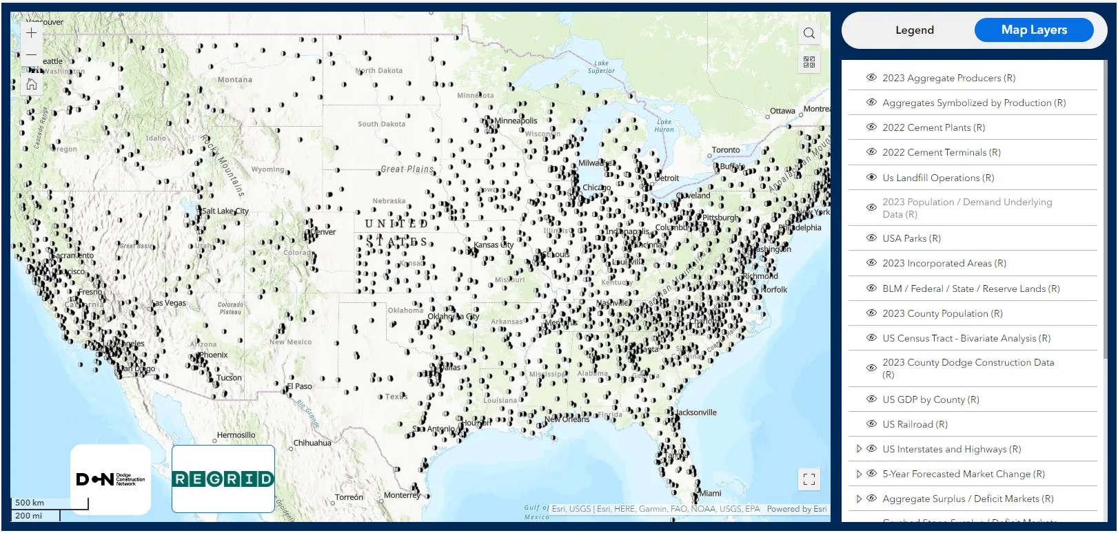 A map of all the landfill sites in the United States